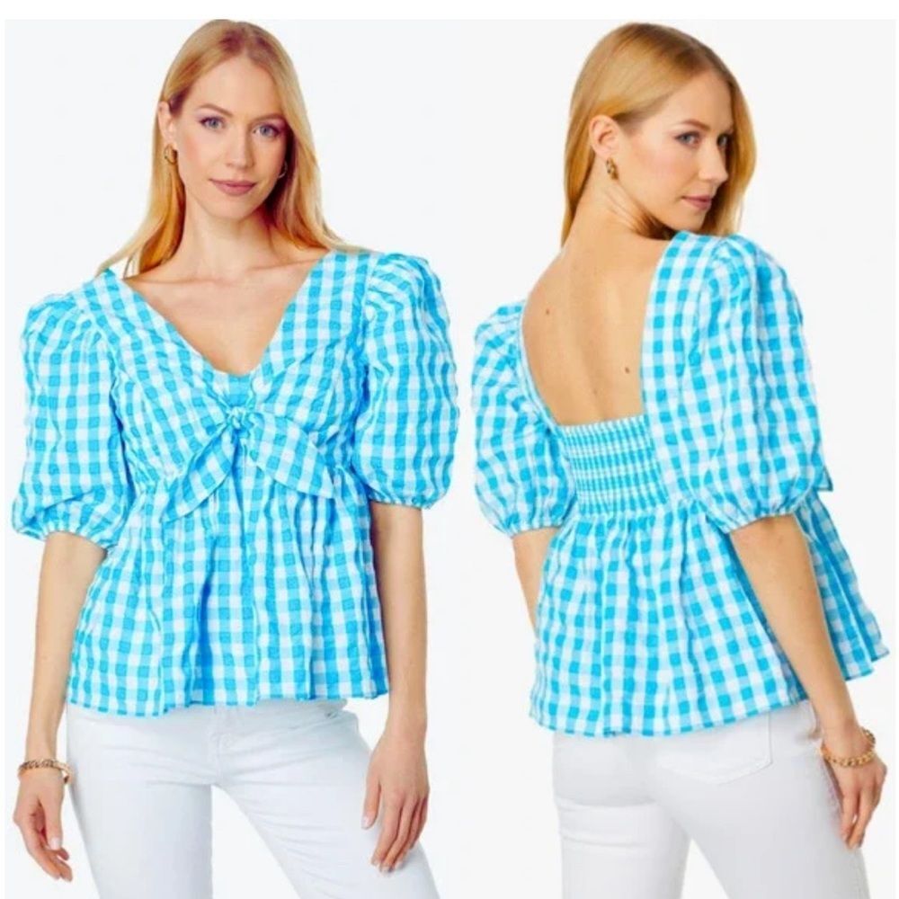 NWT Lilly Pulitzer Sarafina Gingham Babydoll Top